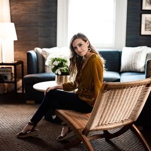 0P J.Crew mustard yellow velvet top with tie belt